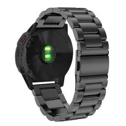 Steel Strap, black, on a watch, 3/4 rear view