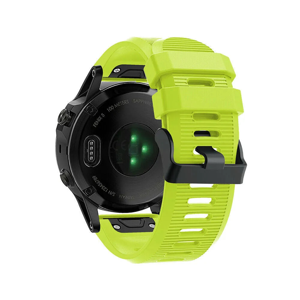 Silicone Strap, light green, on a watch, 3/4 rear view