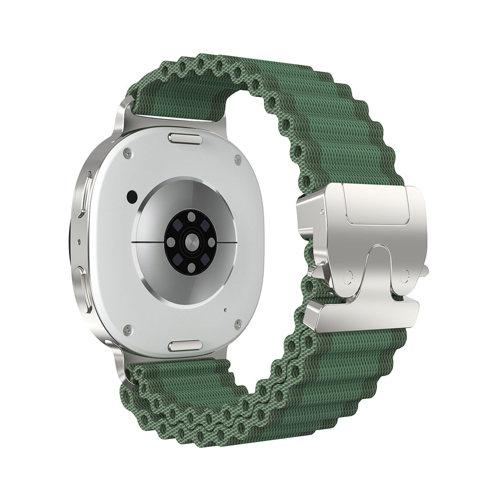 Bracelet nylon Outdoor avec boucle en P Samsung Galaxy Watch 9 - 44mm (vert avec argent)