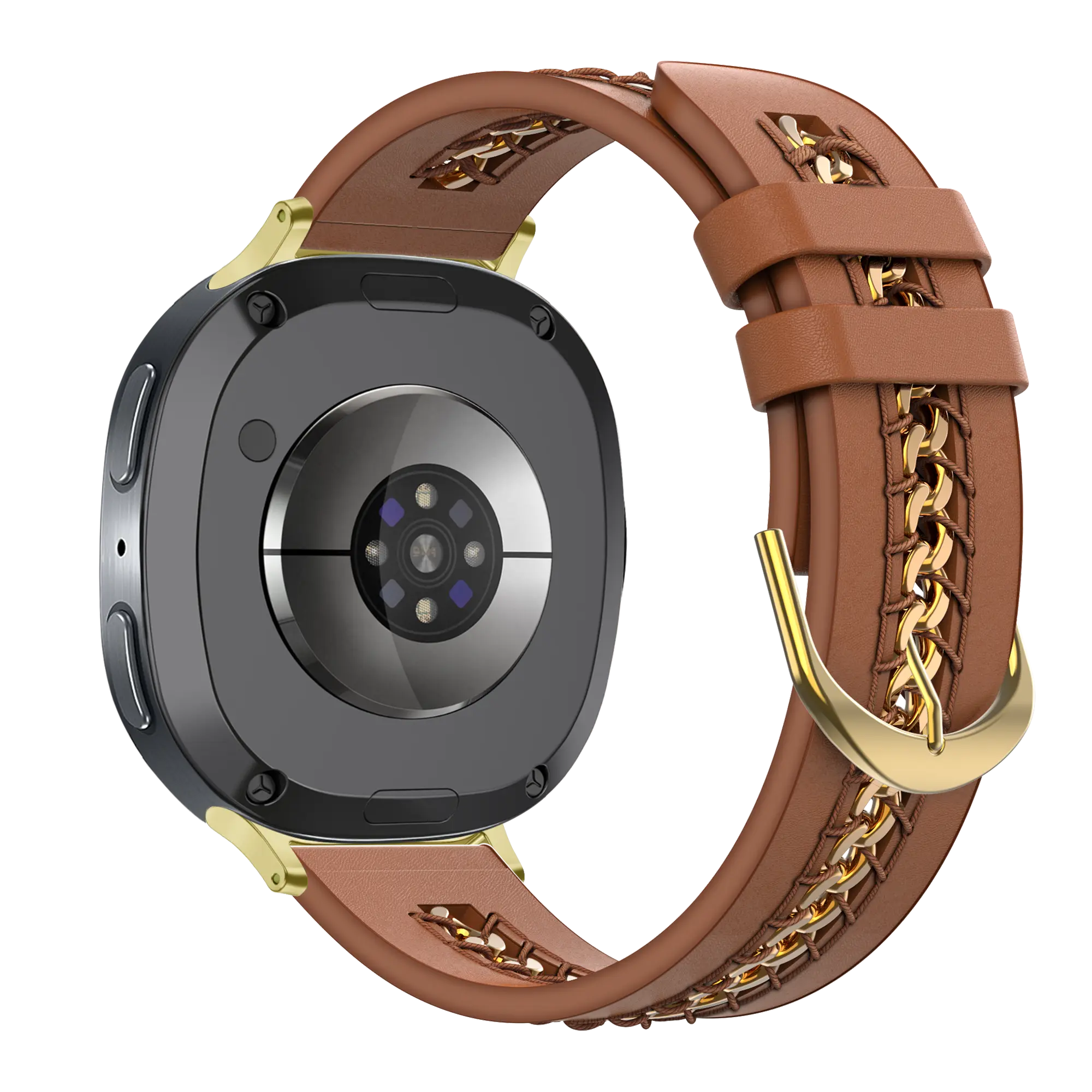 Bandz Samsung Galaxy Watch 9 - 40mm Leather Strap 'Chains' (Brown)