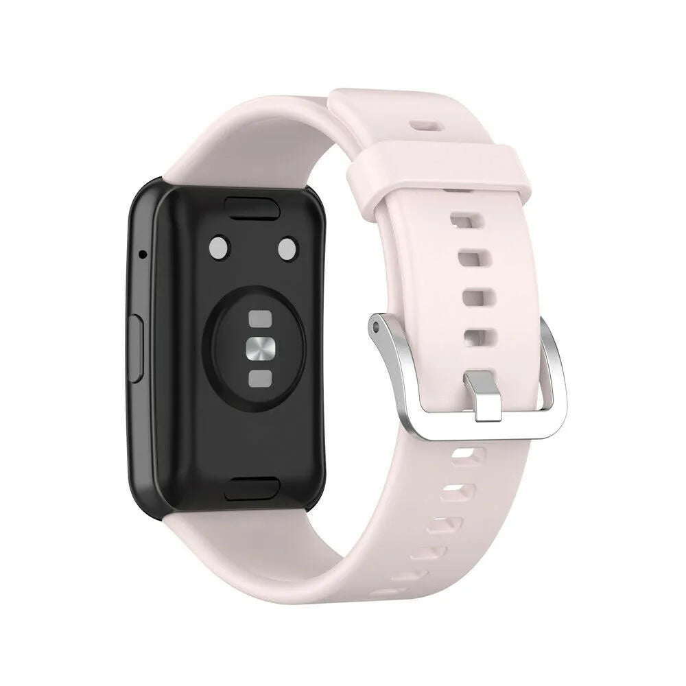 Silicone Strap, light pink, on a watch, 3/4 rear view