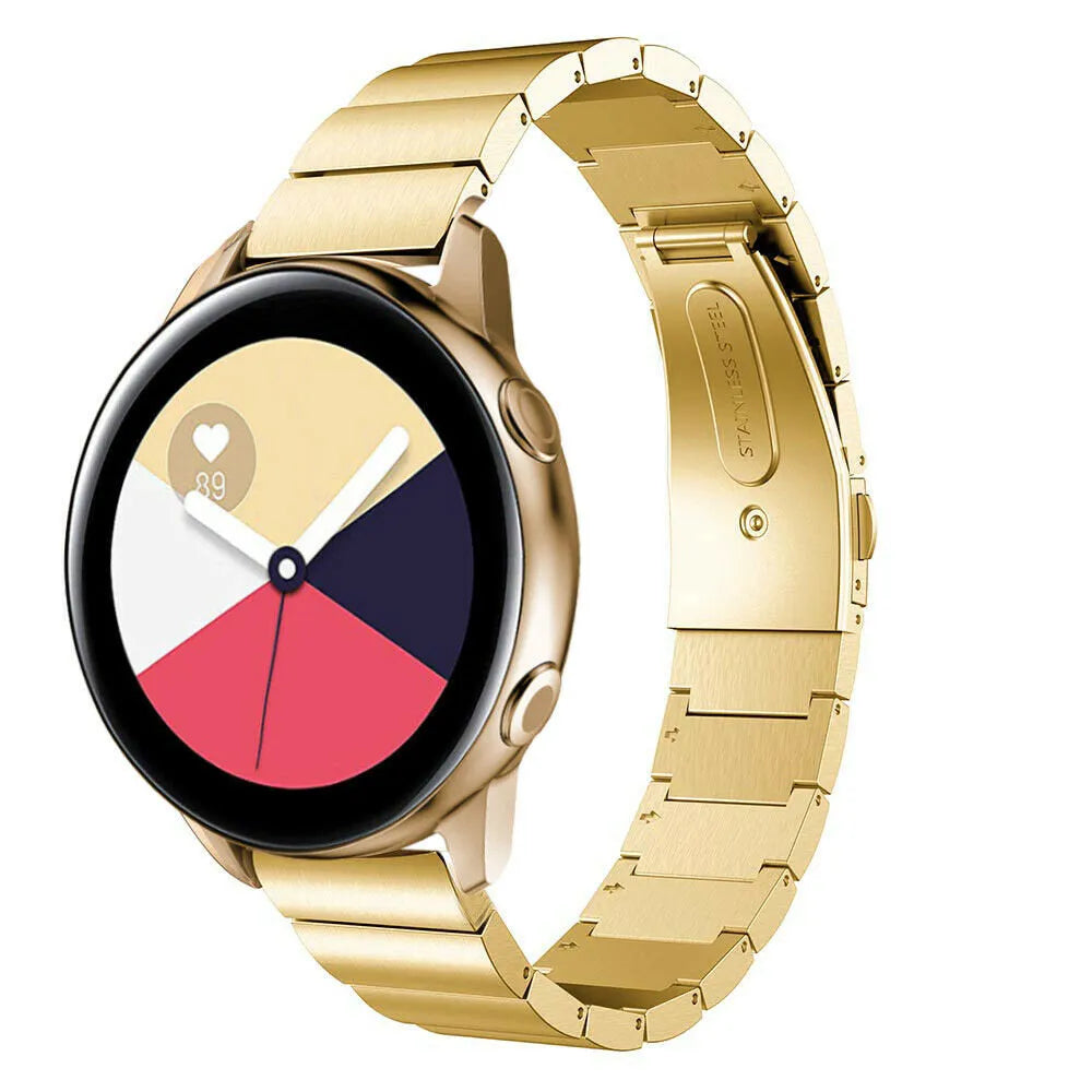 Premium Metal Strap, gold, on a watch, 3/4 rear view