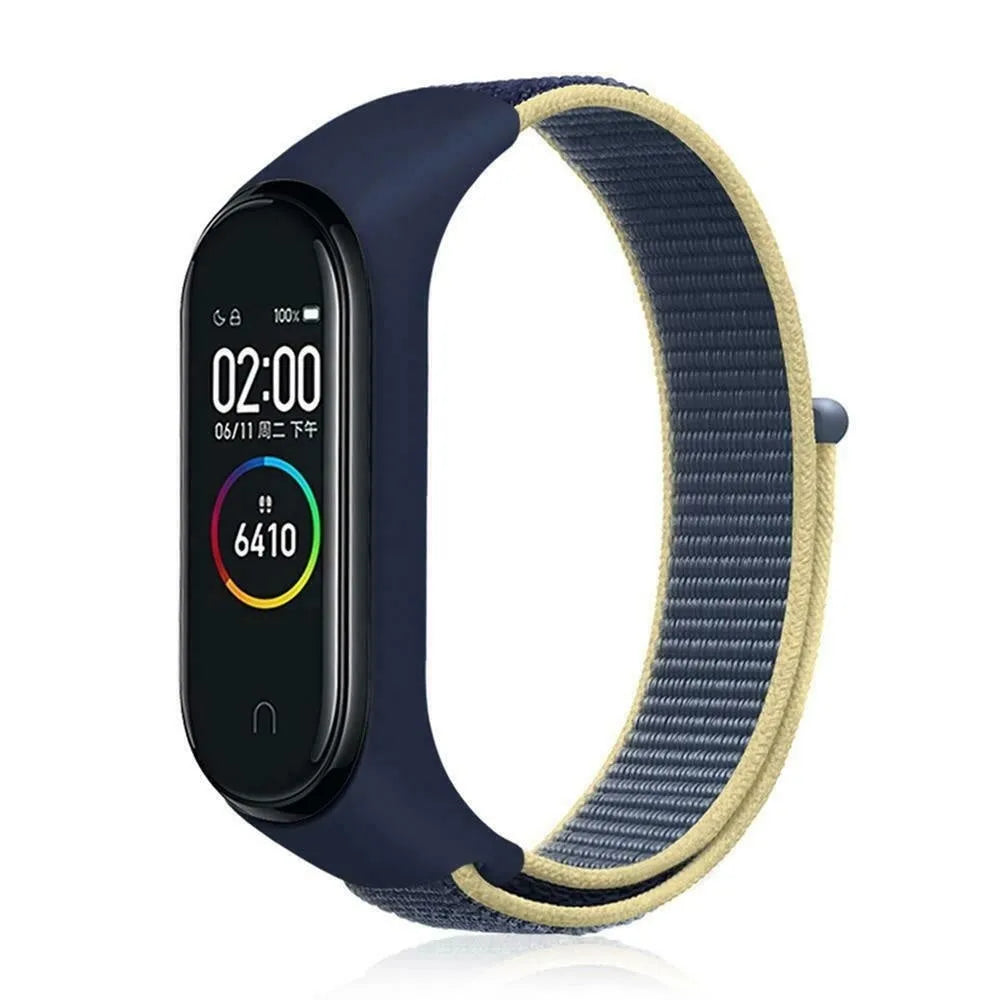 Nylon Strap, dark blue, on a watch, 3/4 rear view