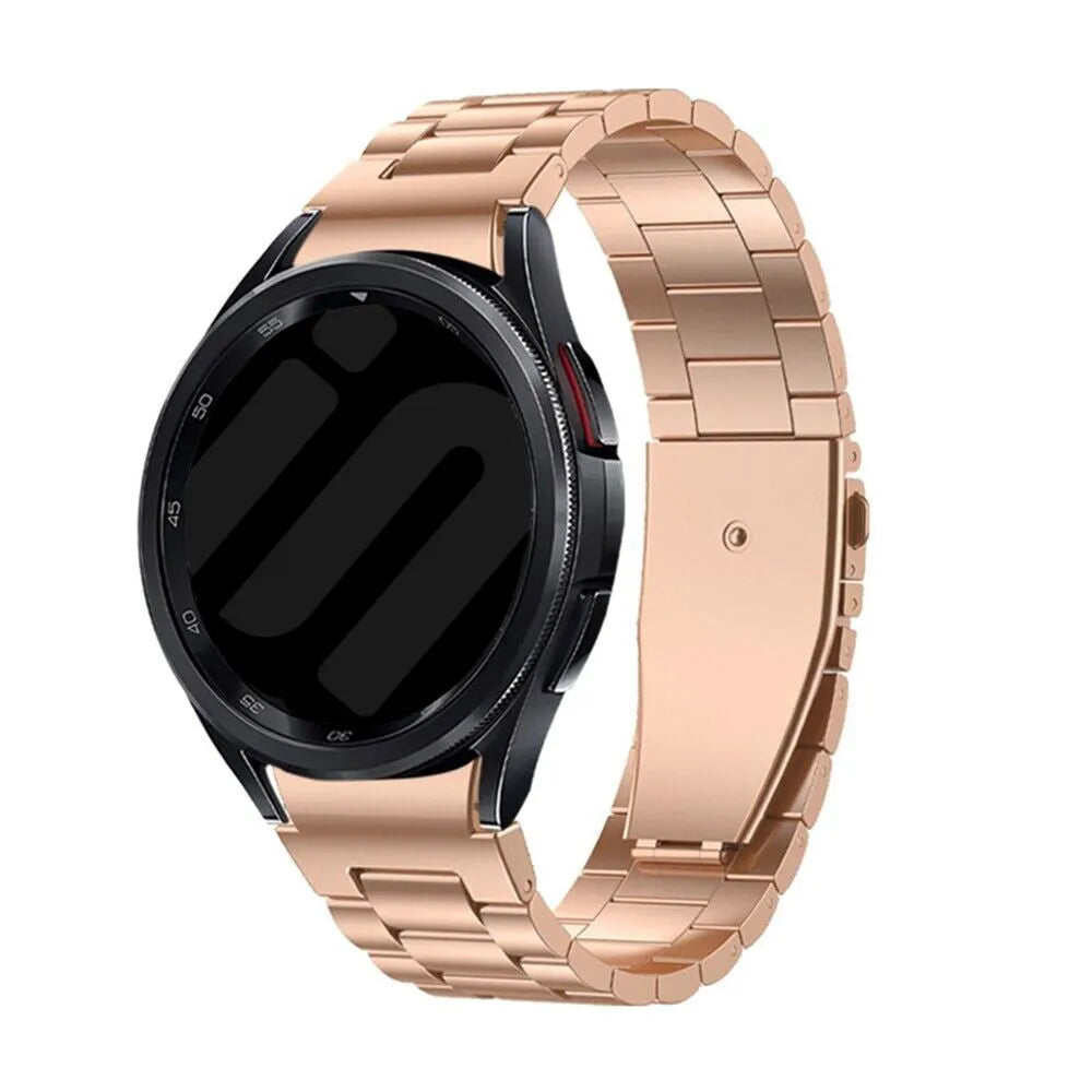 Steel Strap 'One Push', rose gold, on a watch, 3/4 rear view
