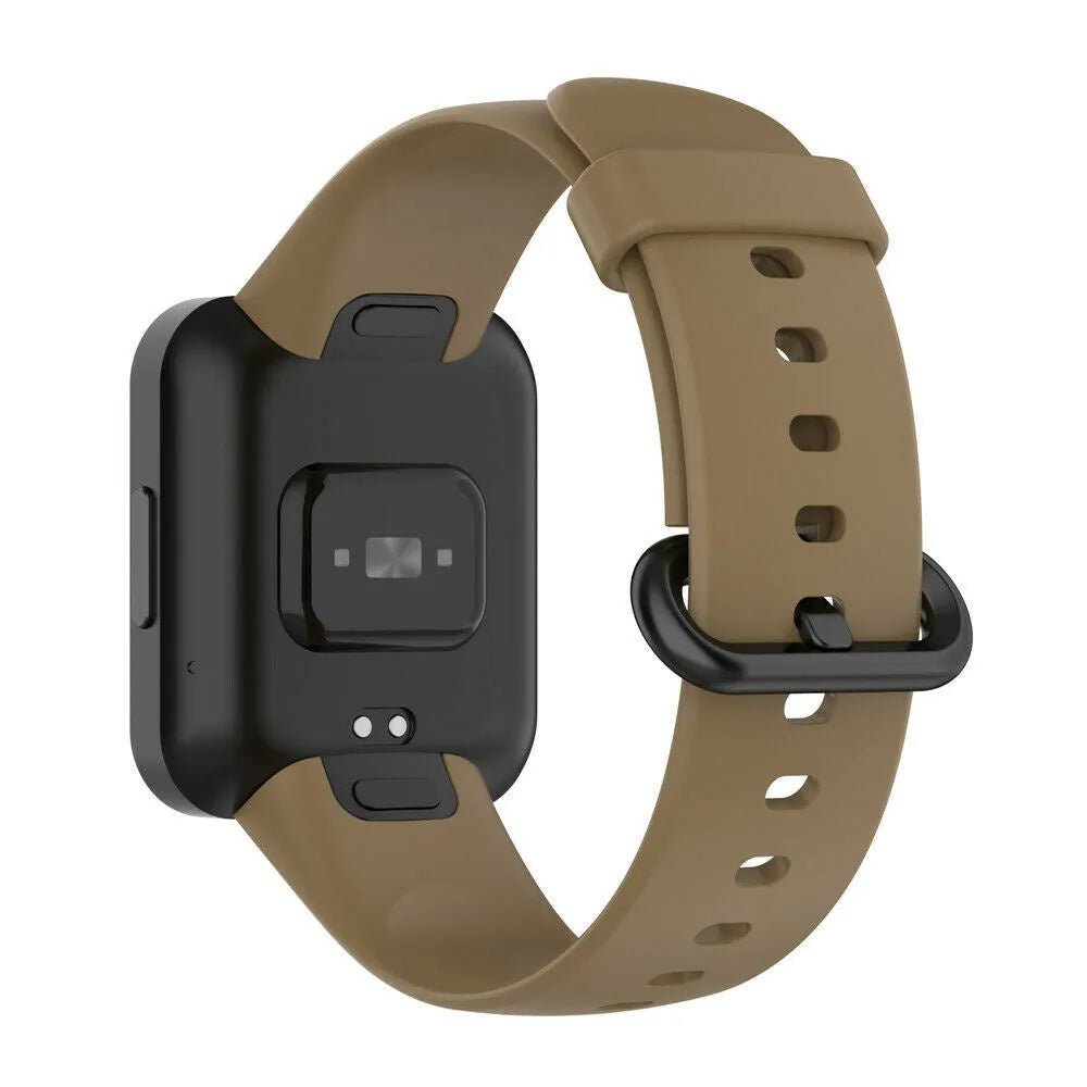 Silicone Strap, coffee, on a watch, 3/4 rear view