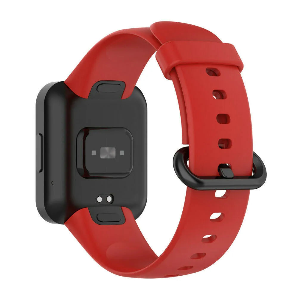 Silicone Strap, red, on a watch, 3/4 rear view