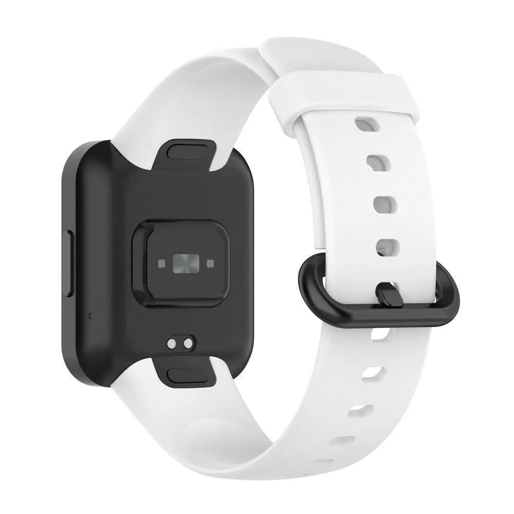 Silicone Strap, white, on a watch, 3/4 rear view