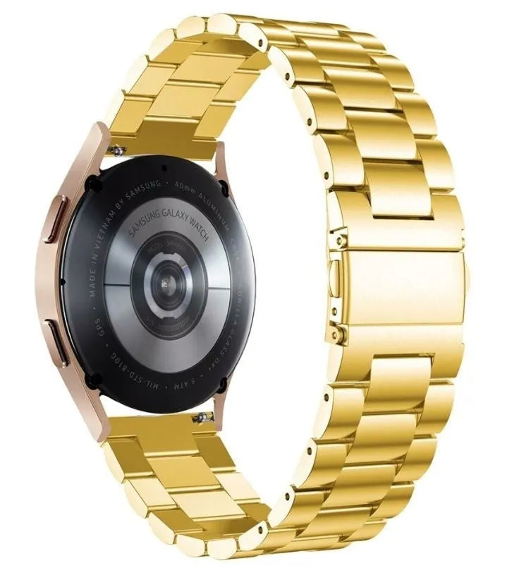 Steel Strap, gold, on a watch, 3/4 rear view