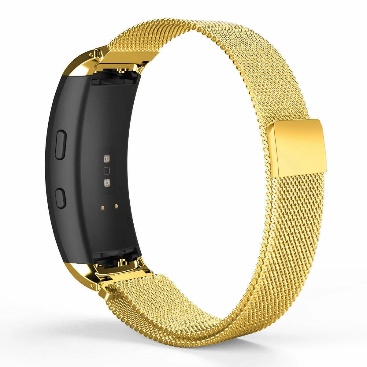 Milanese Strap, gold, on a watch, 3/4 rear view