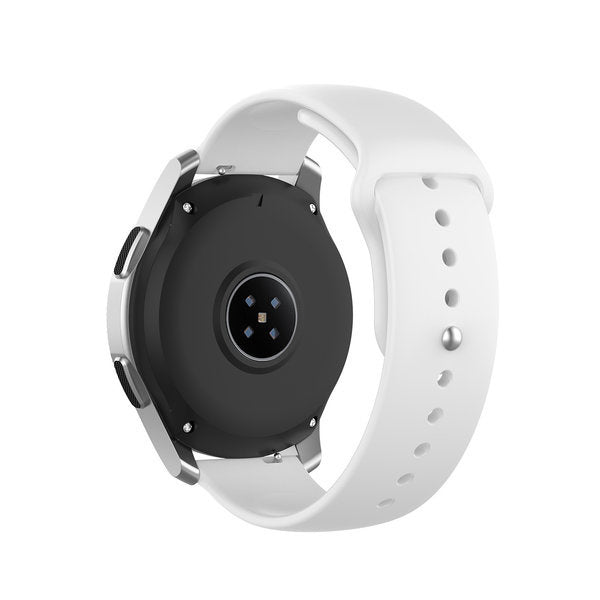 Silicone Sport Strap, white, on a watch, 3/4 rear view