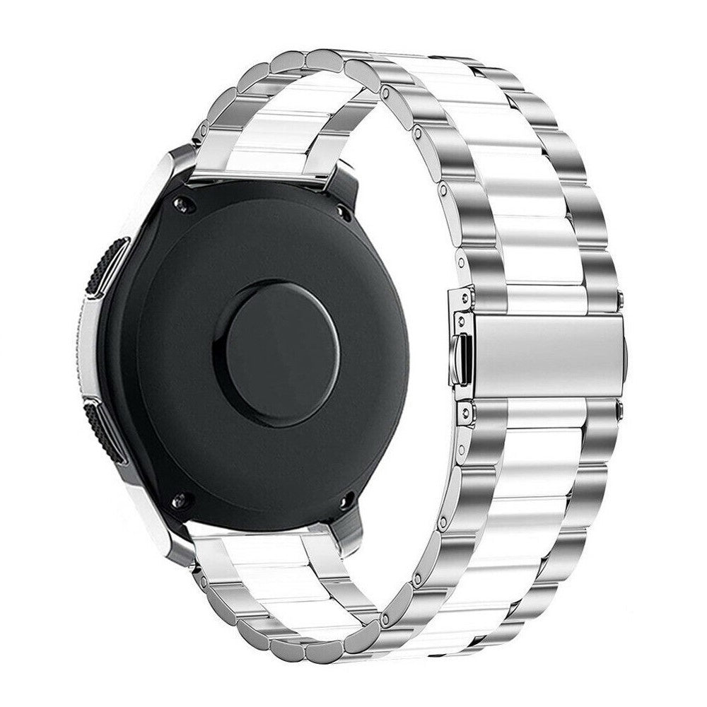 Steel Strap, silver/white, on a watch, 3/4 rear view