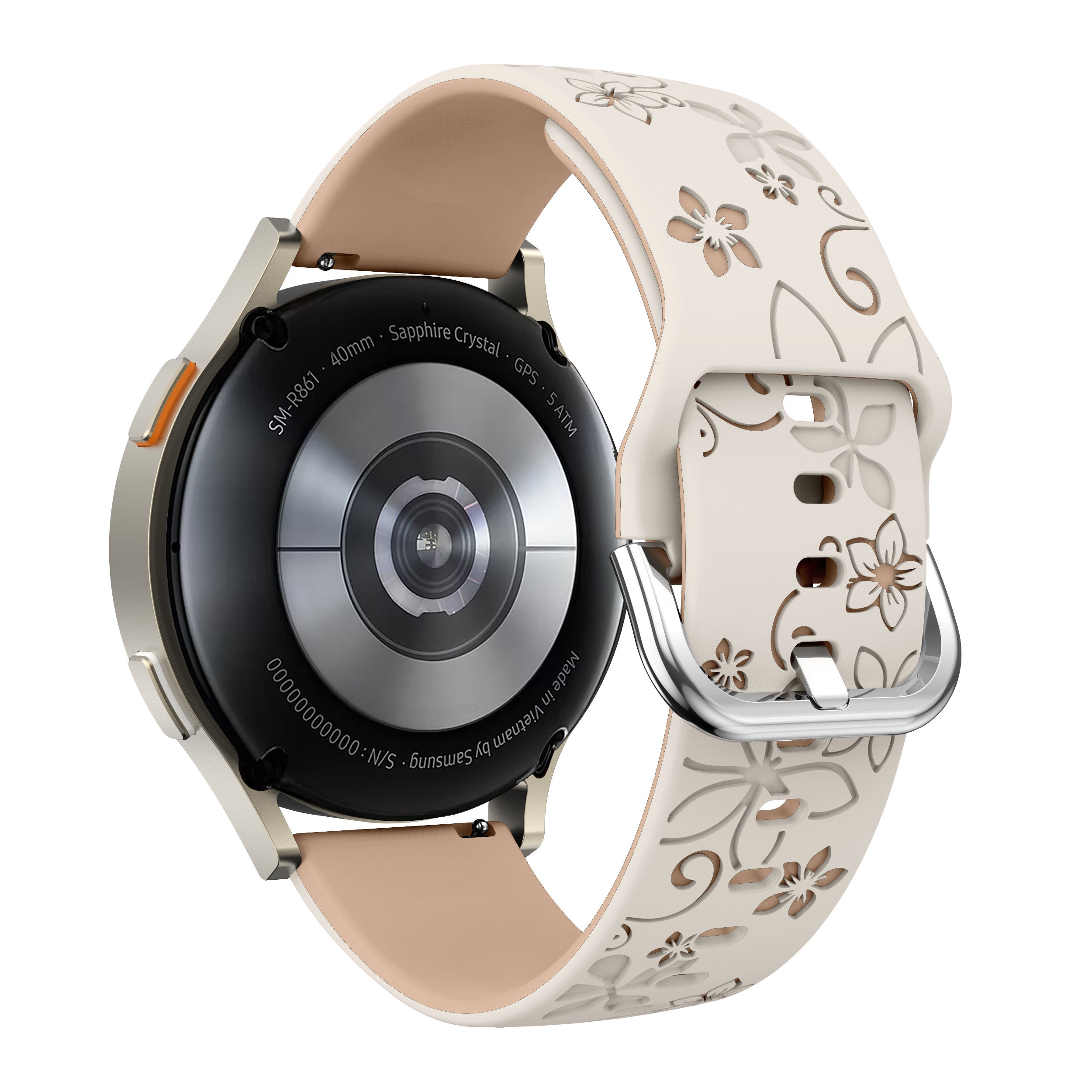 Bracelet silicone à fleurs Huawei Watch GT 4 - 41mm (lumière stellaire/beige)