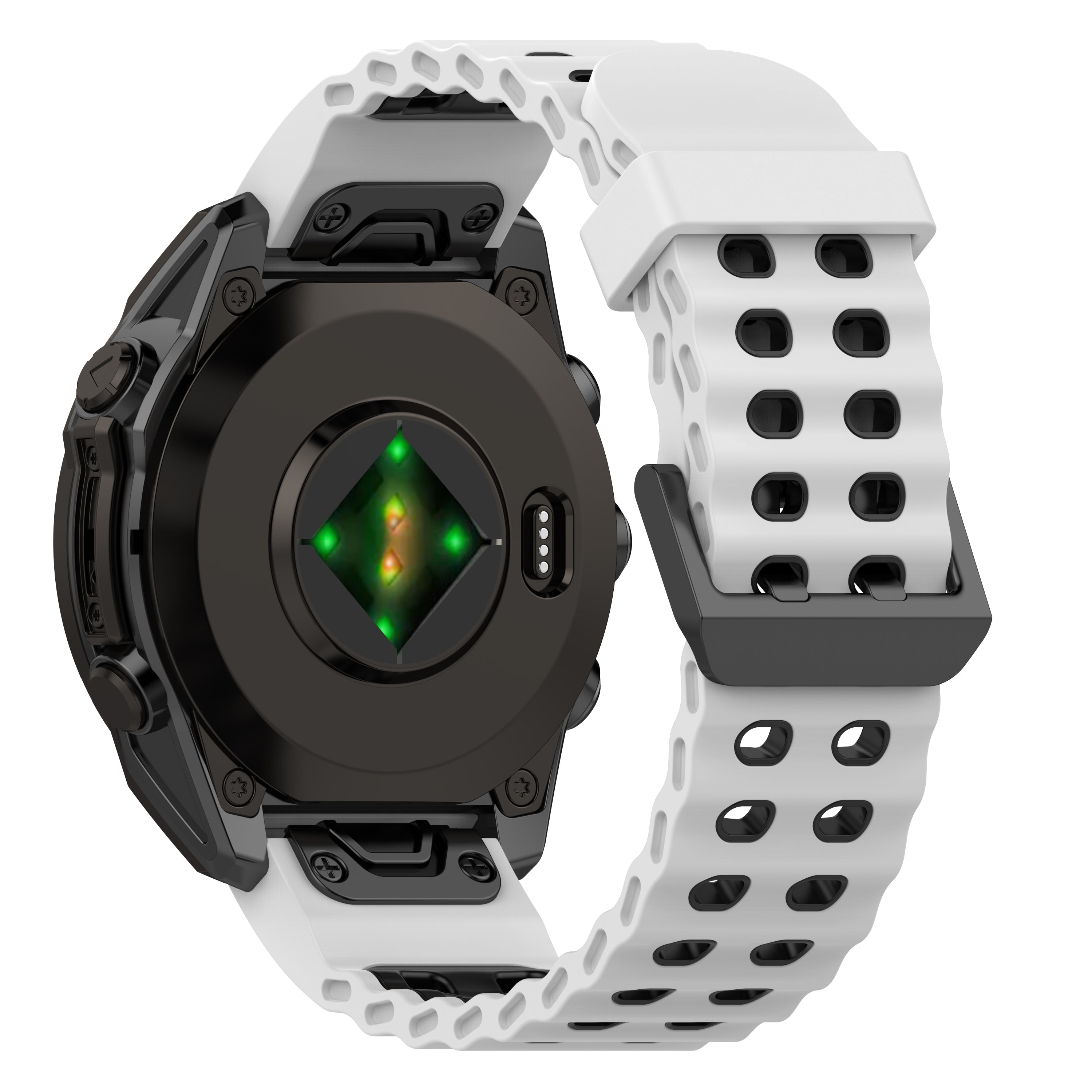 Bracelet sport ondulé Garmin Fenix 8 - 47mm (blanc/noir)