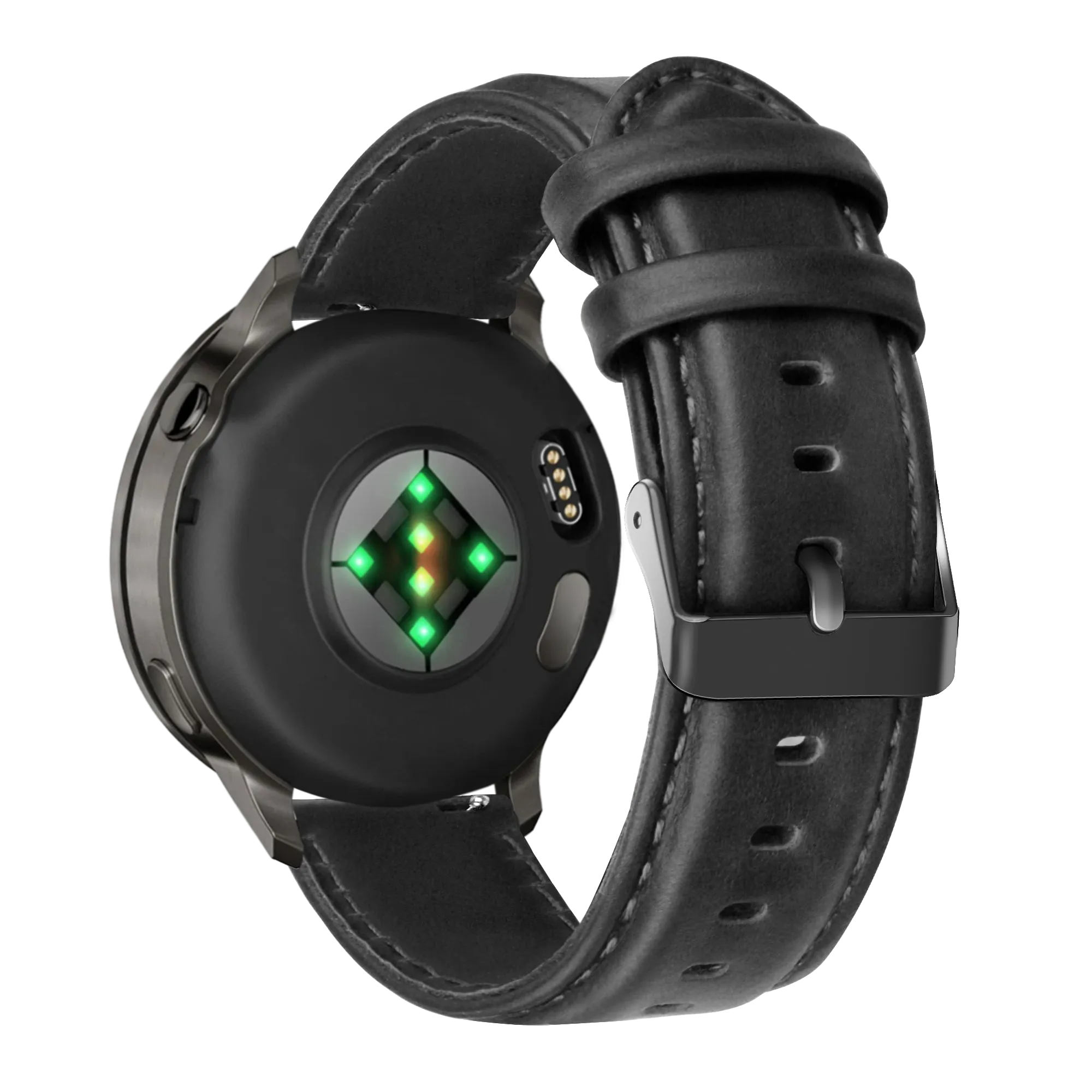 Bandz Garmin Vivoactive 4 Leather Strap 'Classic' (Black)
