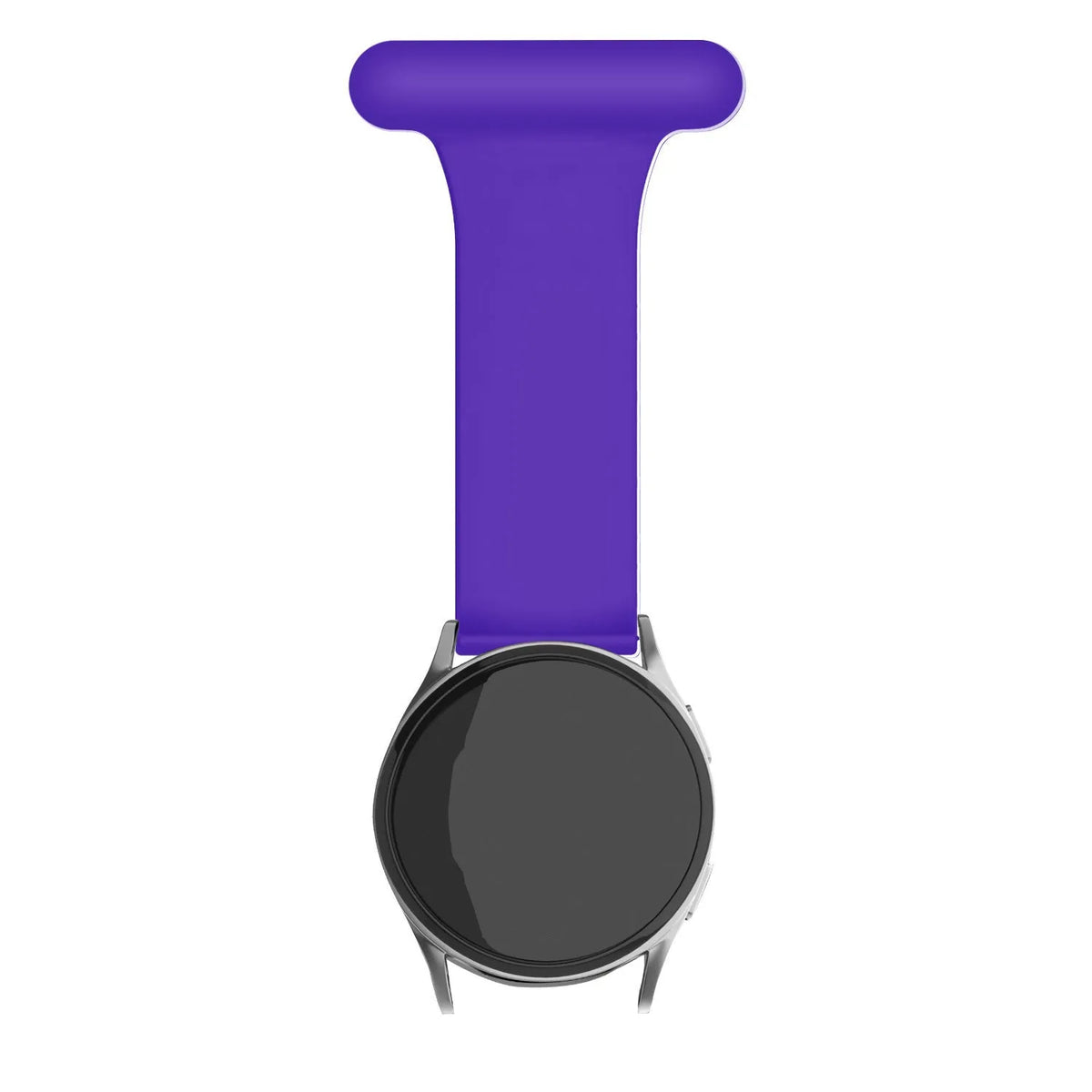 Silicone Nurse Fob, purple, on a watch, direct front view