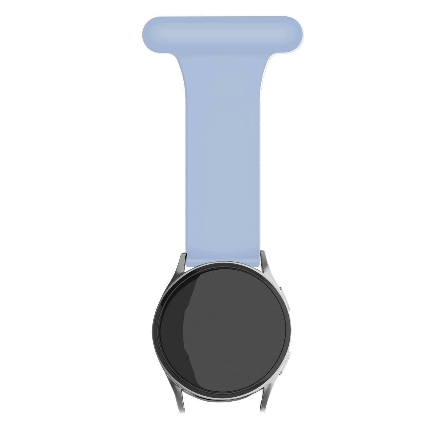Silicone Nurse Fob, light blue, on a watch, direct front view