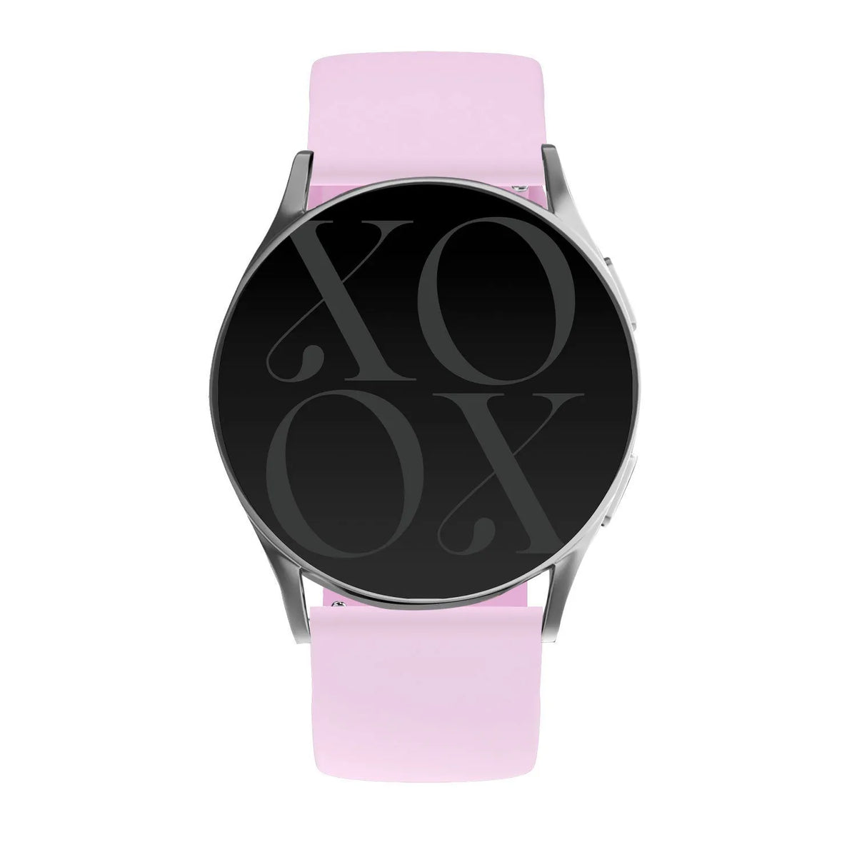 Silicone Strap, bright pink, on a watch, direct front view