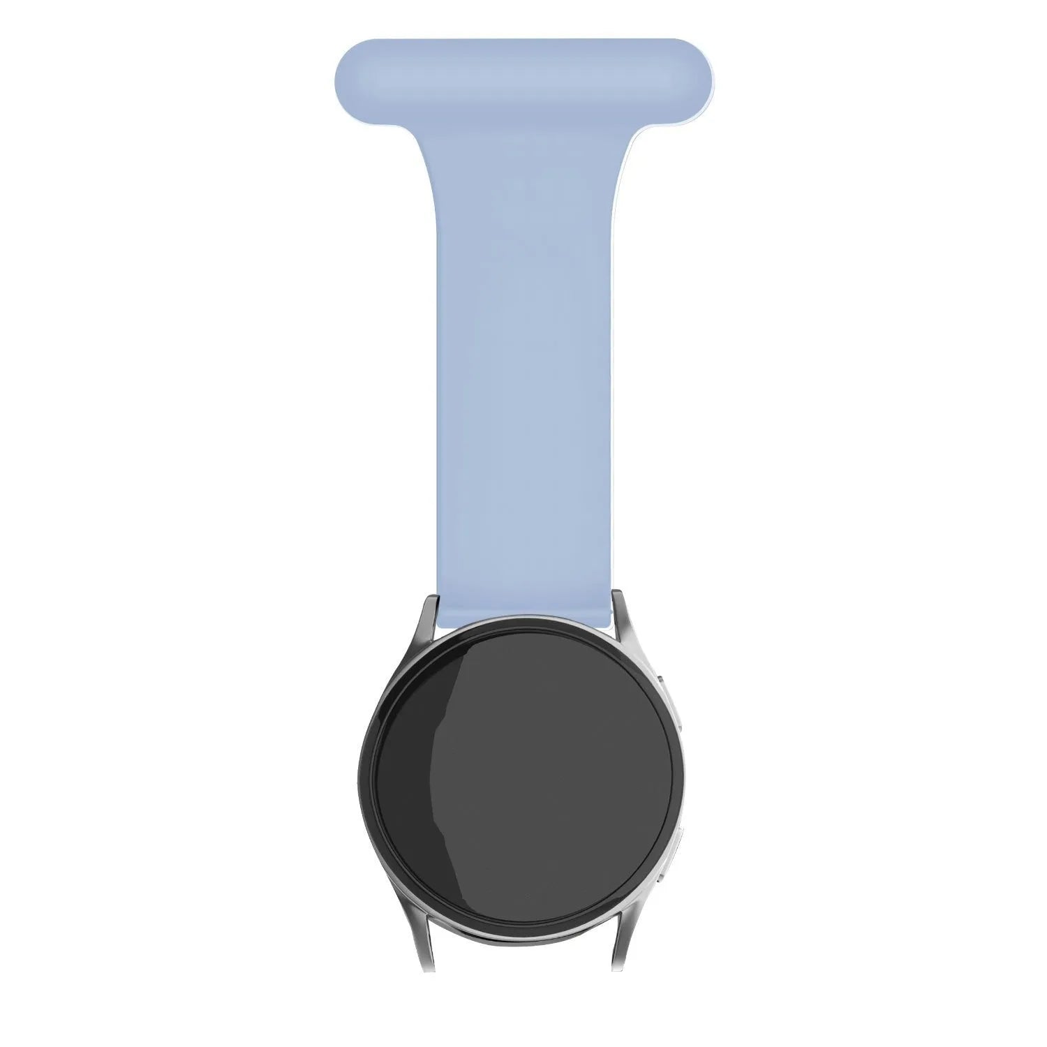 Silicone Nurse Fob, light blue, on a watch, direct front view