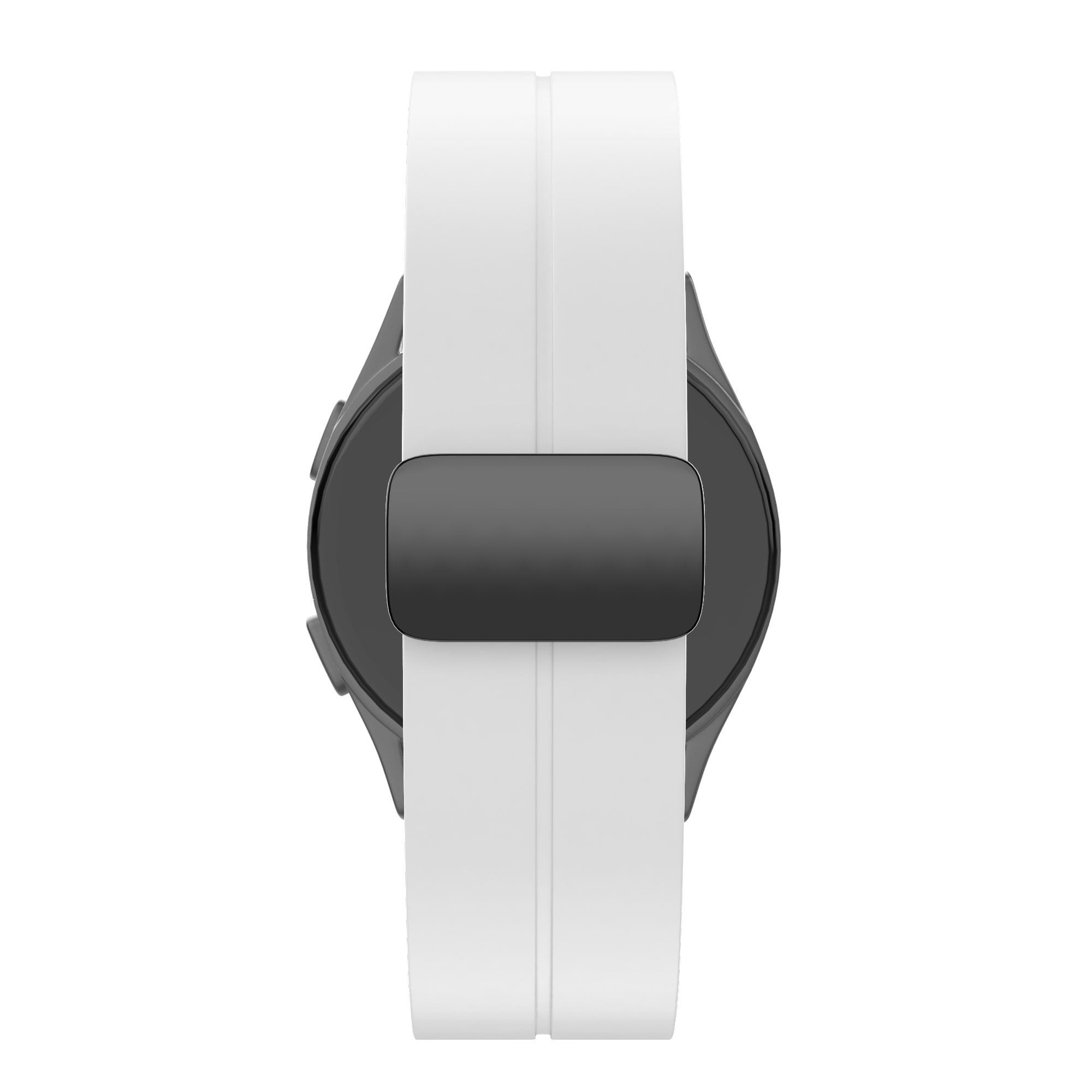 D-Buckle Silicone Strap, white, on a watch, direct front view