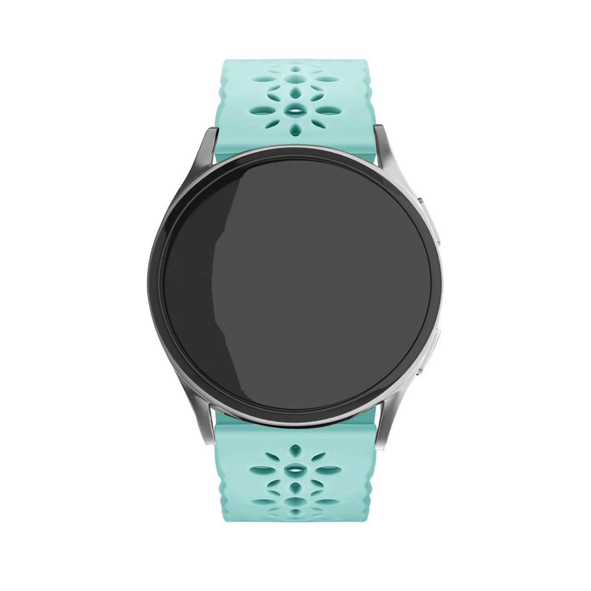 Patterned Silicone Strap, on a watch, direct front view