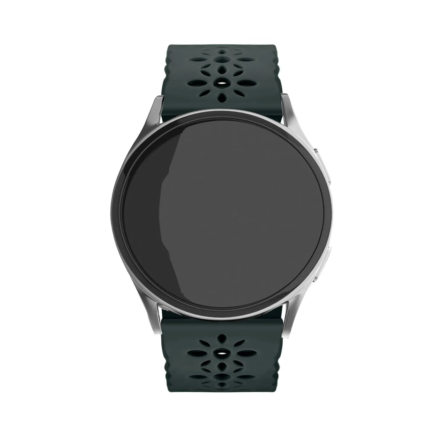 Patterned Silicone Strap, viridian, on a watch, direct front view