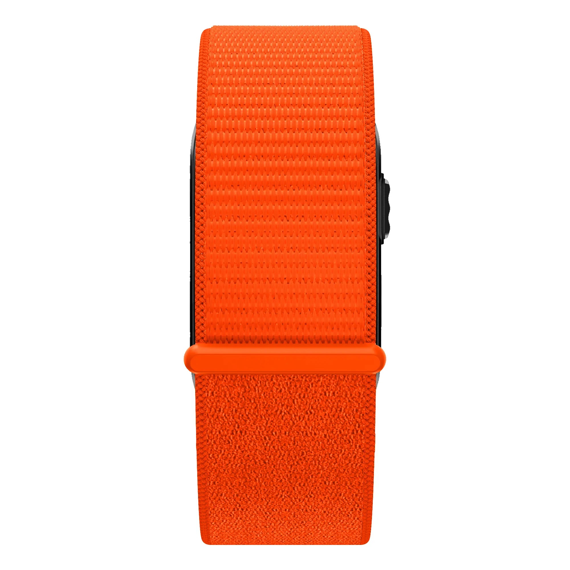 Nylon Strap 'Classic', orange, on a watch, direct front view