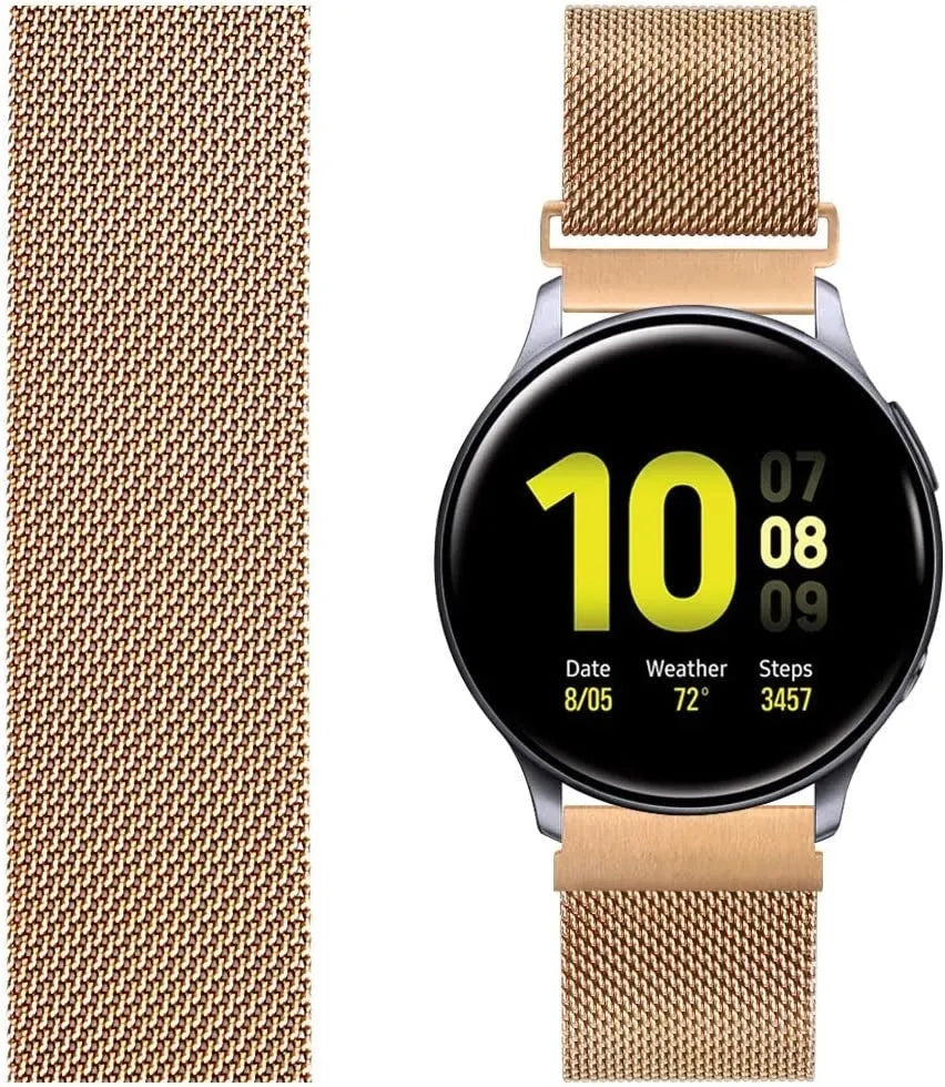 Milanese Strap, rose gold, on a watch, direct front view