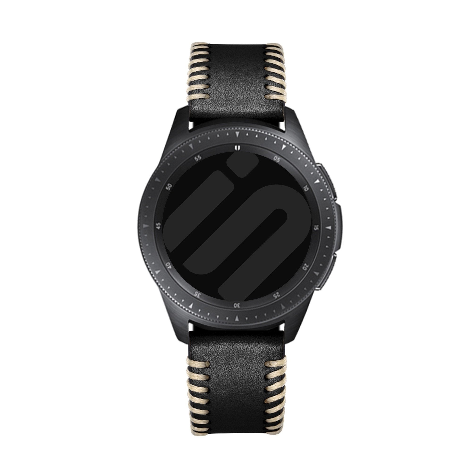 Bracelet cuir cousue Huawei Watch 5 - 46mm (noir)