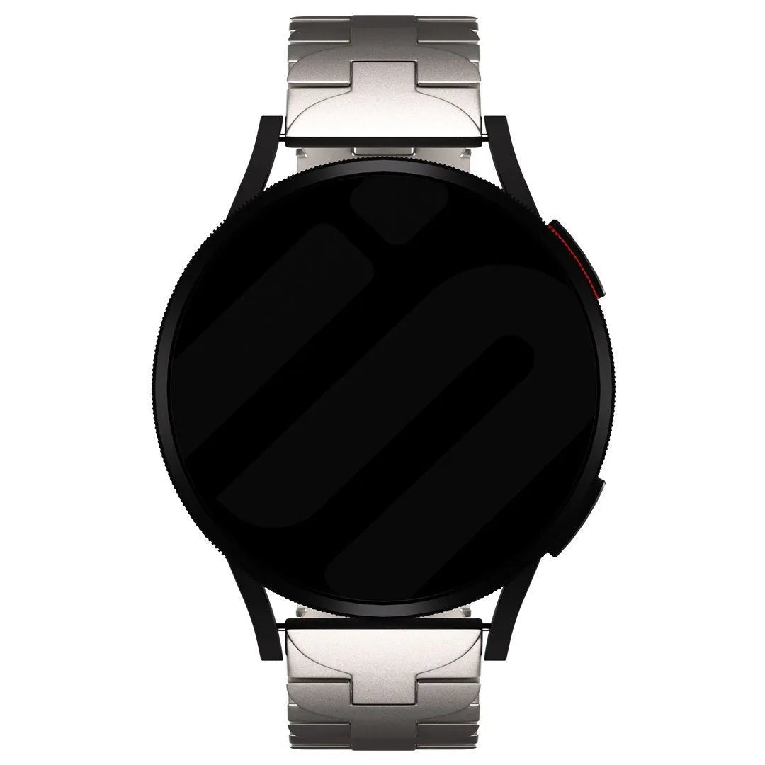 Butterfly Titanium Strap, on a watch, direct front view