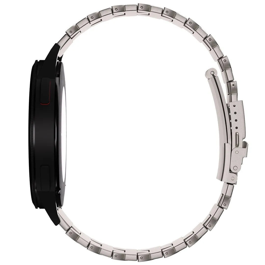Butterfly Titanium Strap, on a watch, direct front view