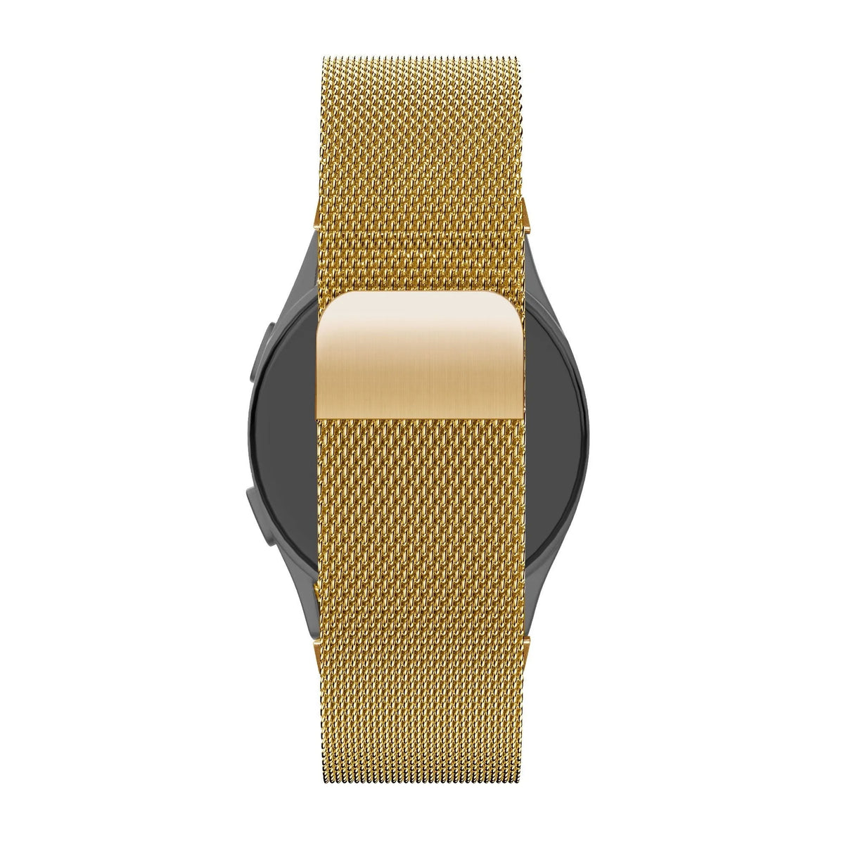 Milanese Loop Strap, gold, on a watch, direct rear view