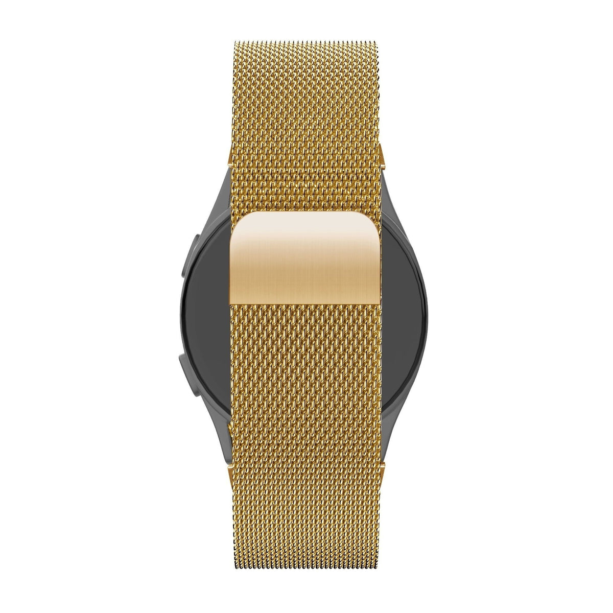 Milanese Loop Strap, gold, on a watch, direct rear view