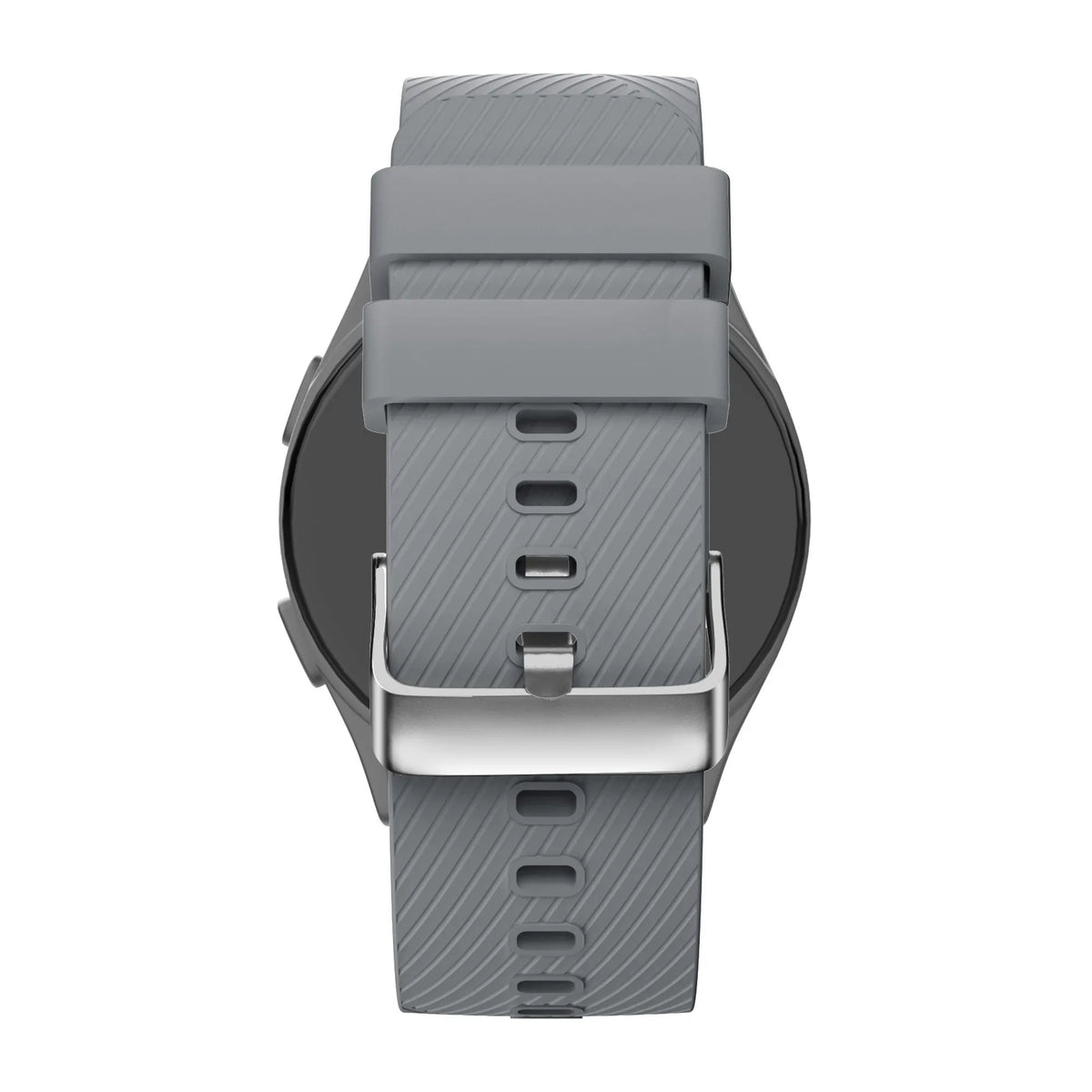 Silicone Strap 'Deluxe', grey, on a watch, direct rear view
