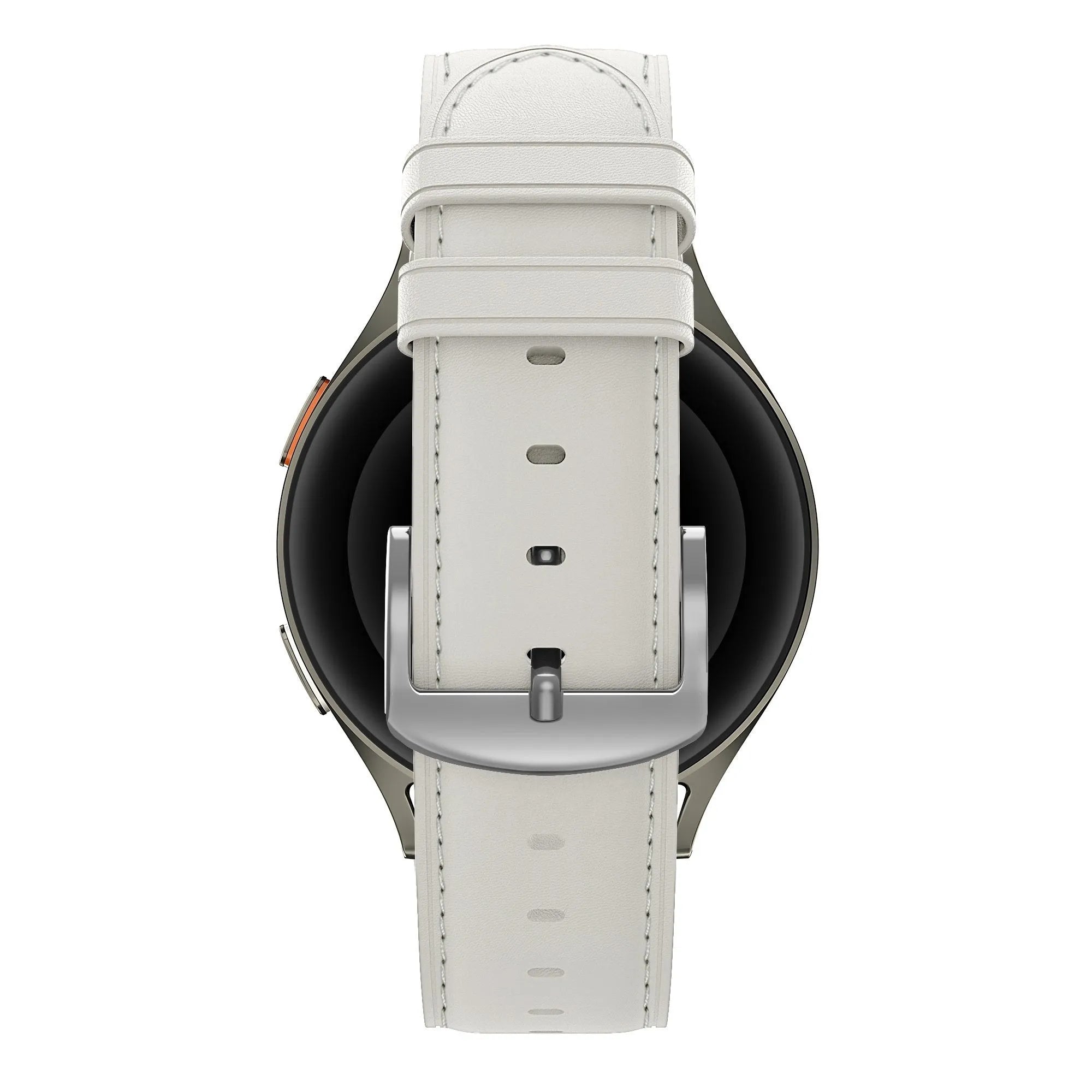 Leather Strap 'Easy Fit', white, on a watch, direct rear view