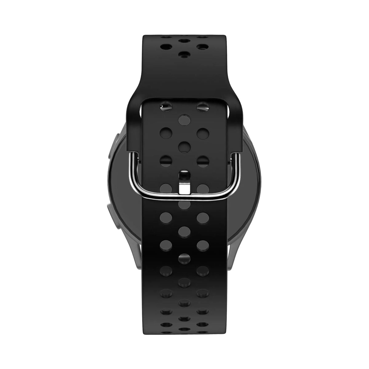 Silicone Sport Strap 'Air', black, on a watch, direct rear view