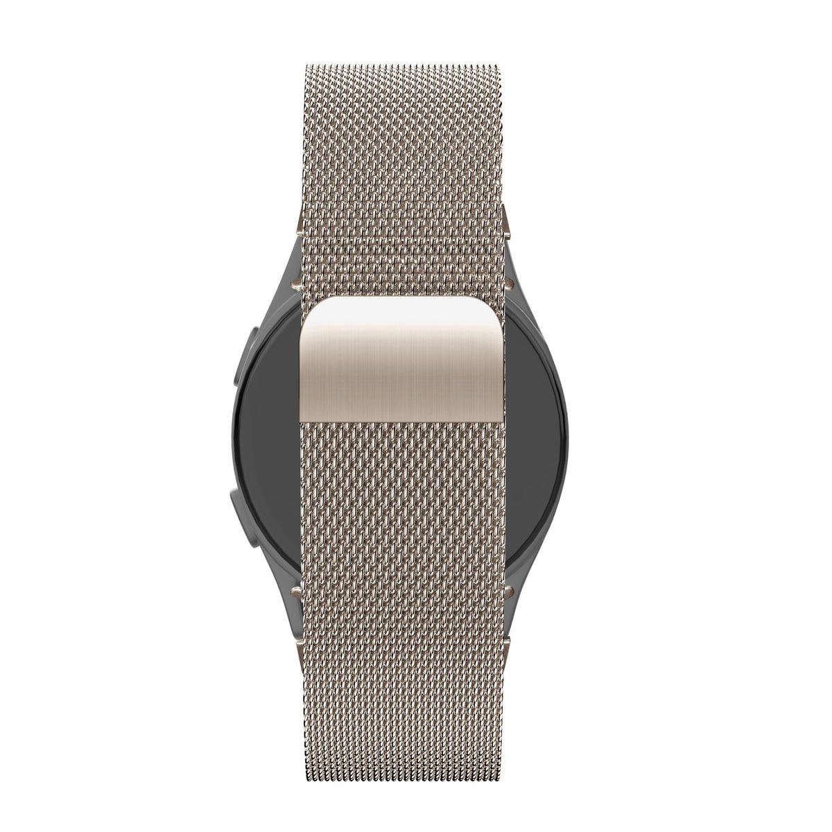 Milanese Loop Strap, champagne, on a watch, direct rear view