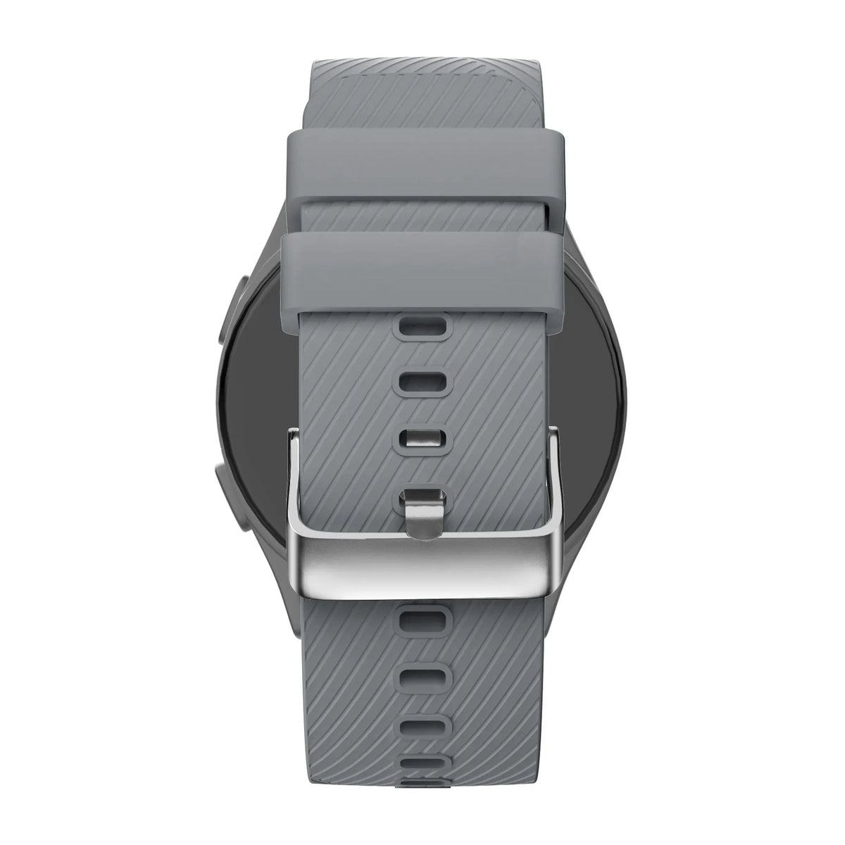 Silicone Strap 'Deluxe', grey, on a watch, direct rear view