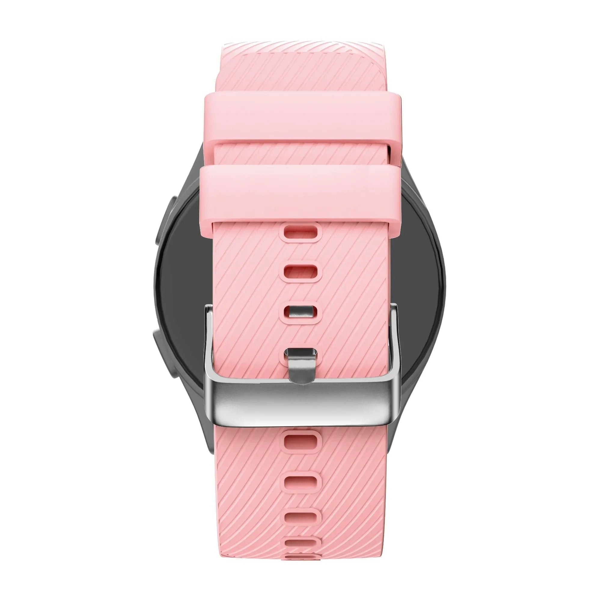 Silicone Strap 'Deluxe', pink, on a watch, direct rear view