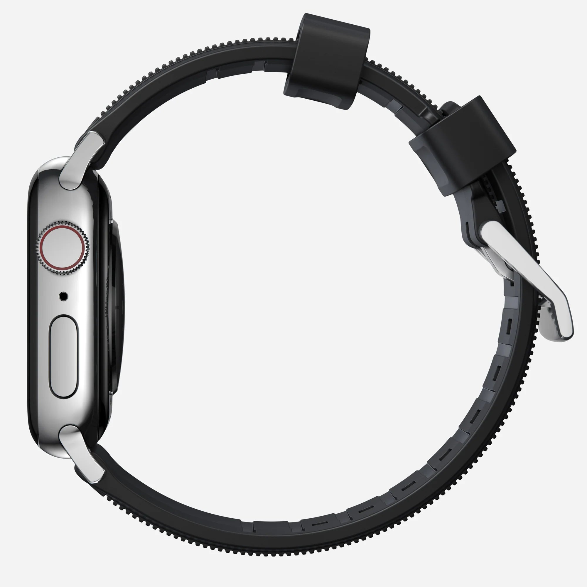 Nomad Bracelet de silicone résistant Apple Watch (noir/argenté)