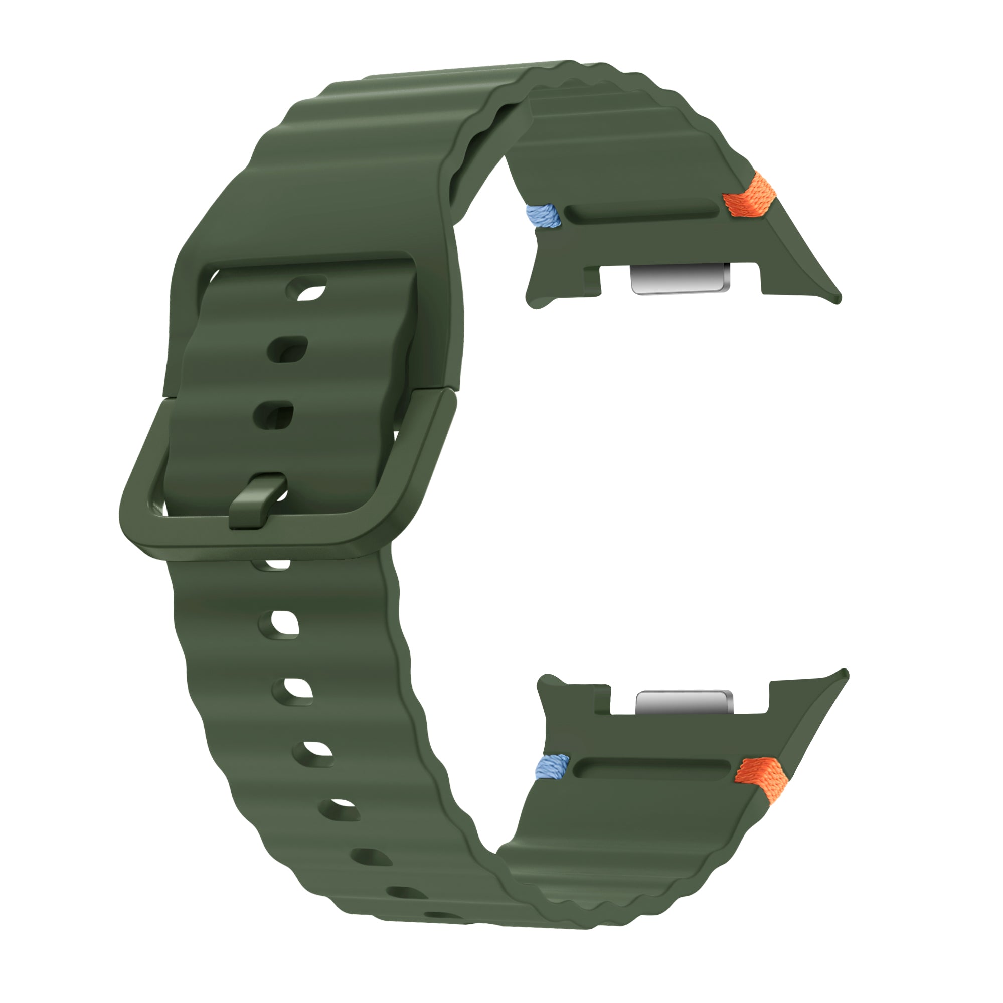 Bracelet silicone ondulé Samsung Galaxy Watch 9 - 40mm (vert militaire)
