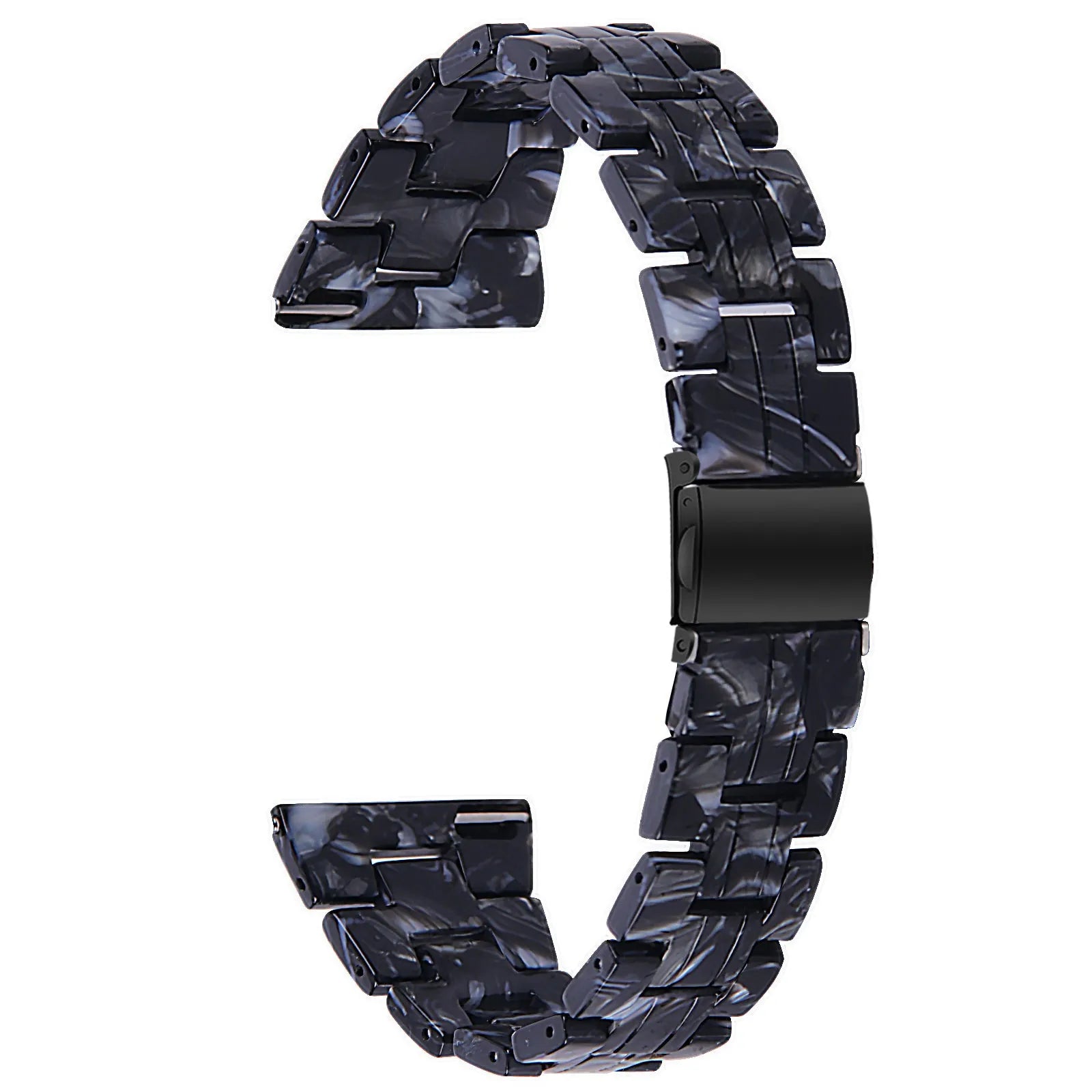 Metal Resin Strap, black/white, without a watch, 3/4 front view