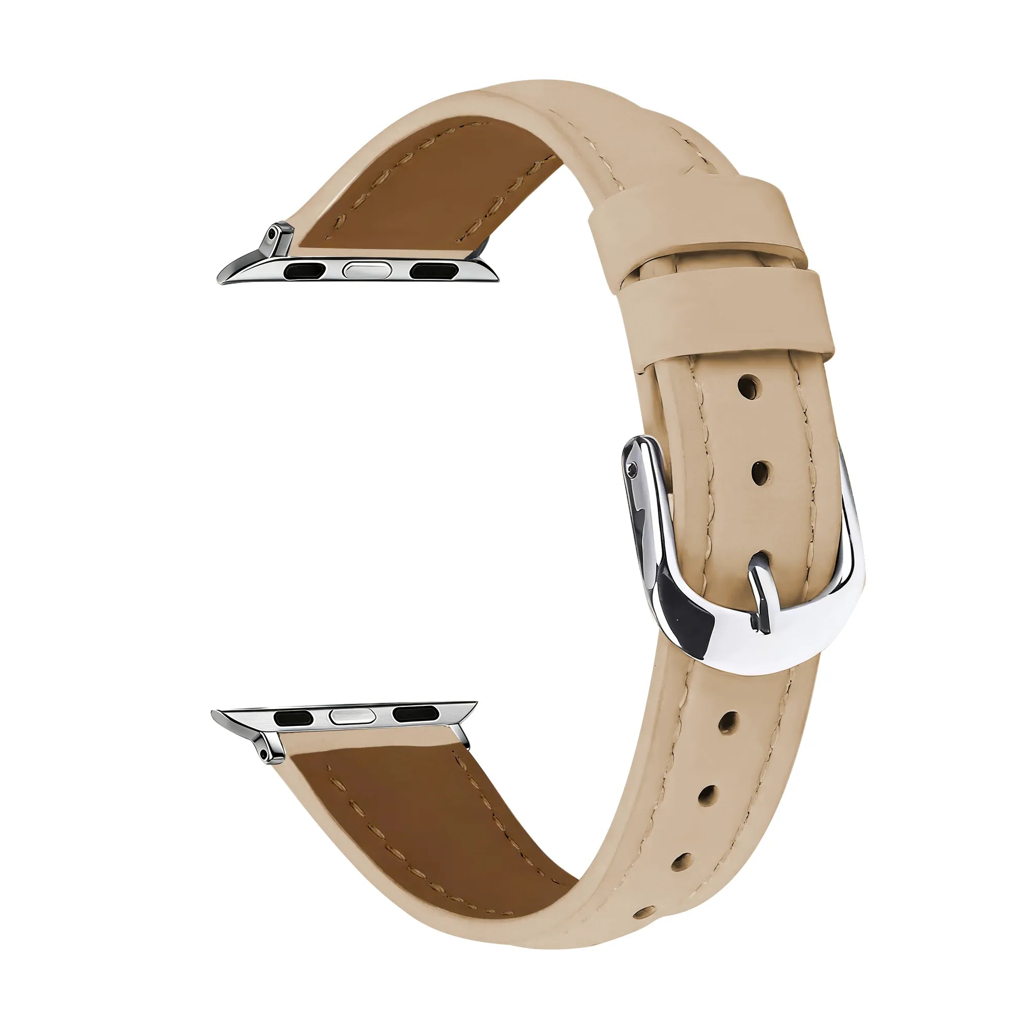Bracelet cuir 'Slimfit' Apple Watch (beige clair)