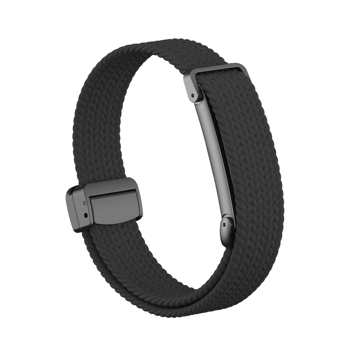 Nylon Braided Strap with D-Buckle, black, without a watch, 3/4 front view