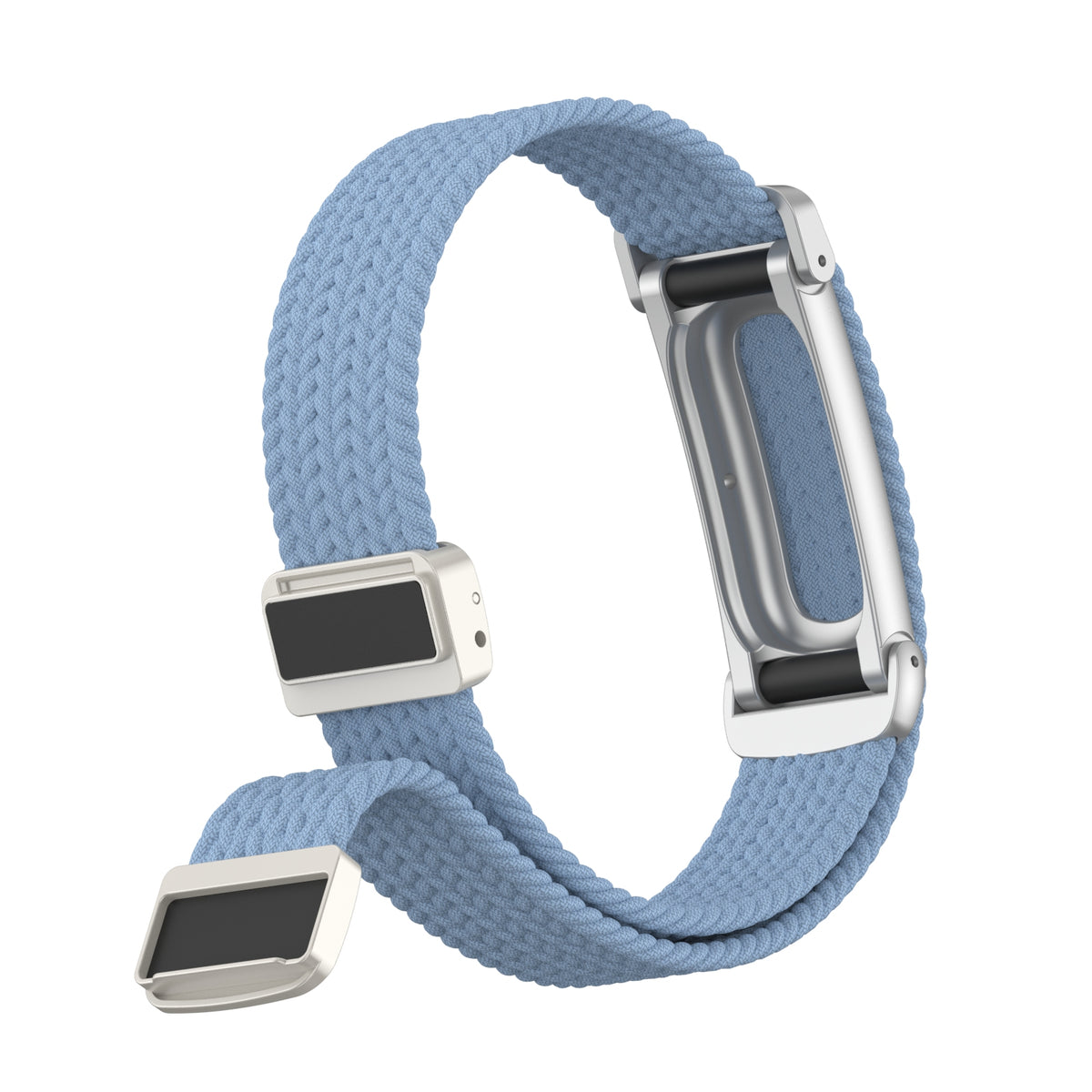 Nylon Braided Strap with D-Buckle, mist blue, without a watch, 3/4 front view