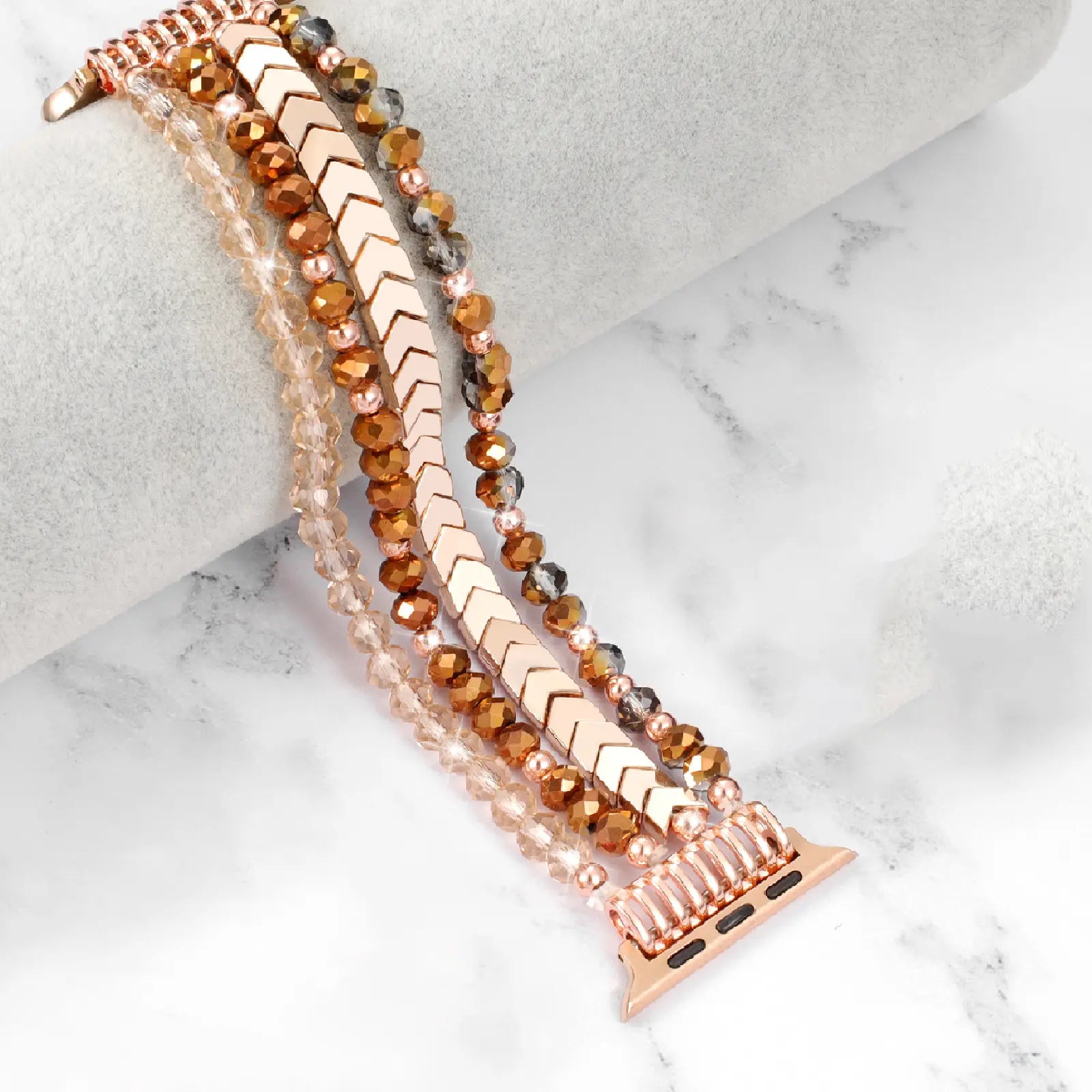 Bracelet perlée Apple Watch (café)