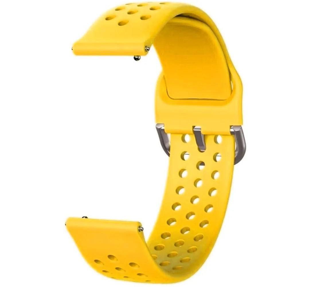 Breathable Silicone Strap, yellow, without a watch, 3/4 front view