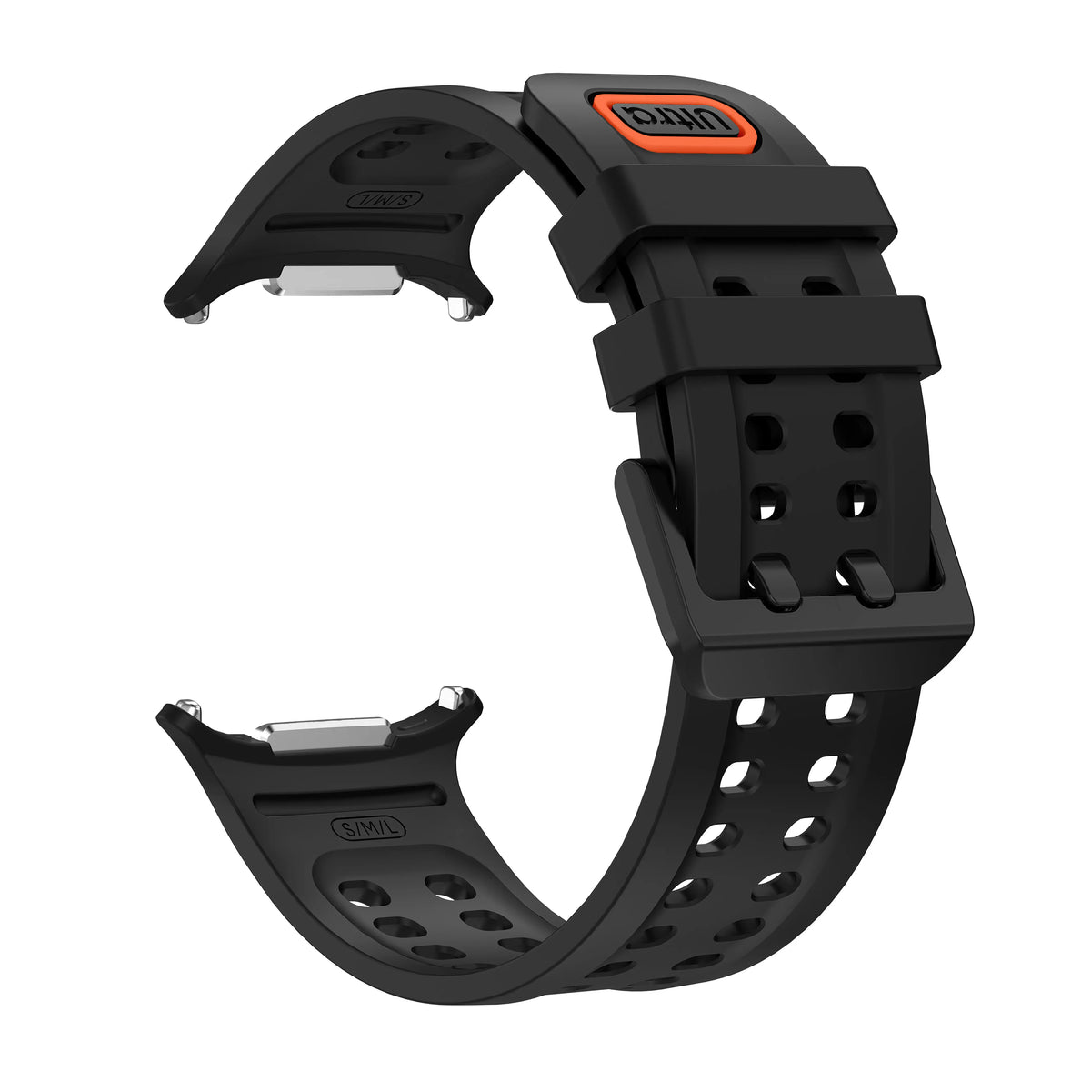 Silicone Strap, black, without a watch, 3/4 front view