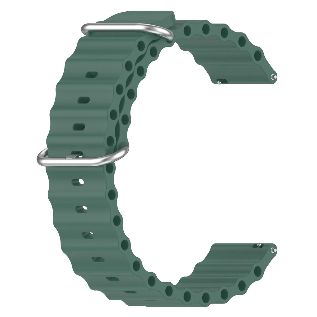 Silicone Ocean Strap, dark green, without a watch, 3/4 front view