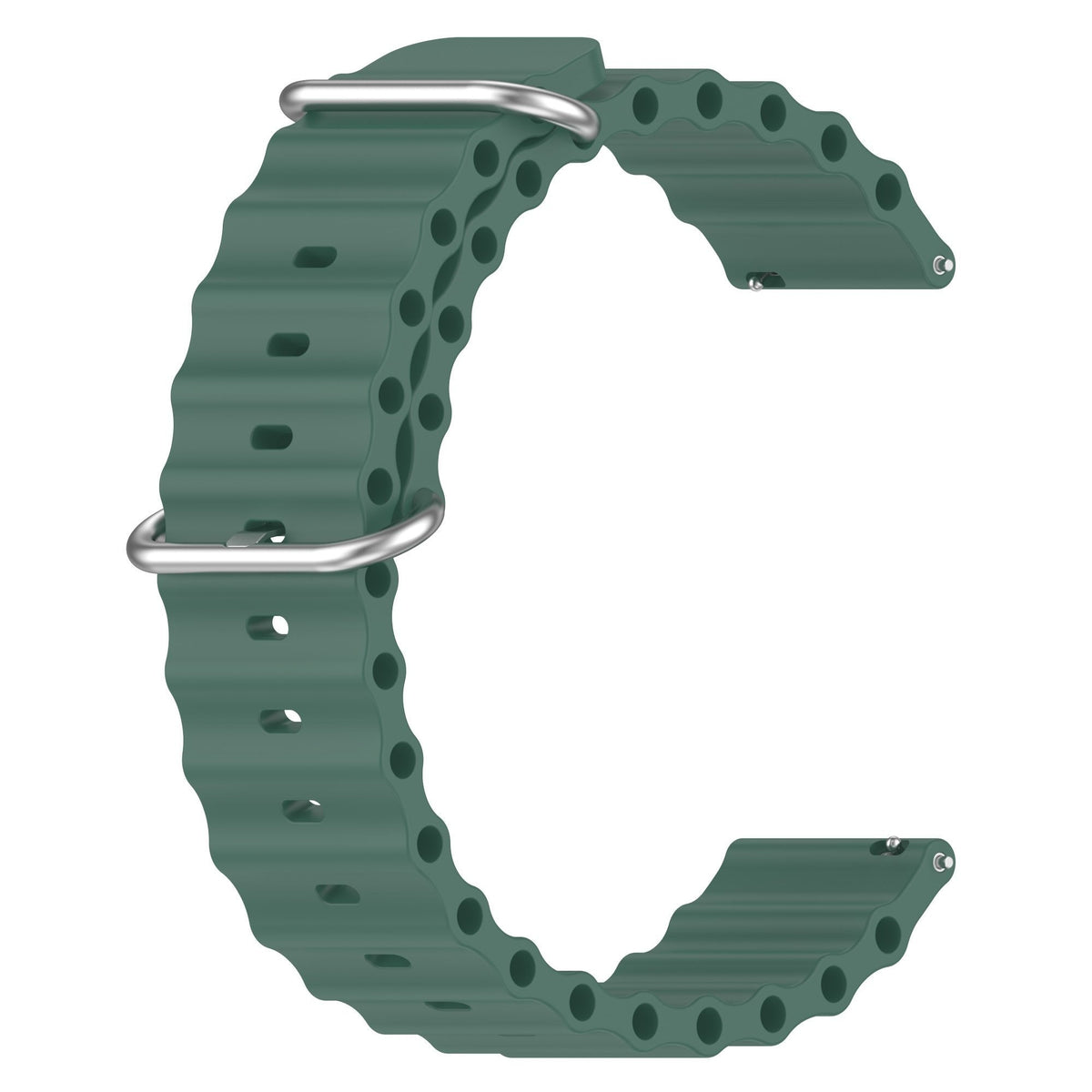 Silicone Ocean Strap, dark green, without a watch, 3/4 front view