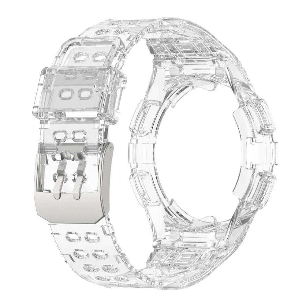 Silicone Strap with Frame, transparent, without a watch, 3/4 front view